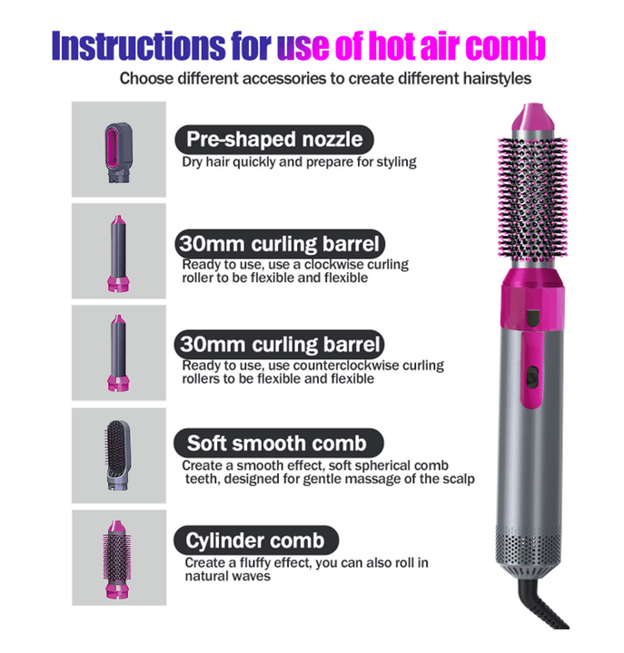 Hot Air Brush (5-in-1) | فرشاة هواء ساخن 5 في 1 لتصفيف الشعر